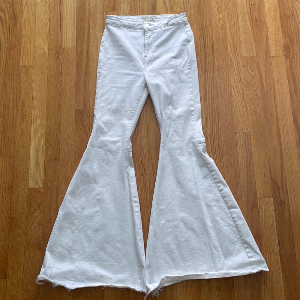 Free People White Super Flare Bell Bottoms